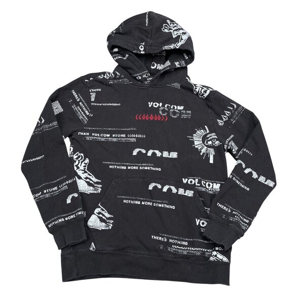 Volcom All Over Print Nothing More Something Black Hoodie Sz Small - Picture 1 of 6